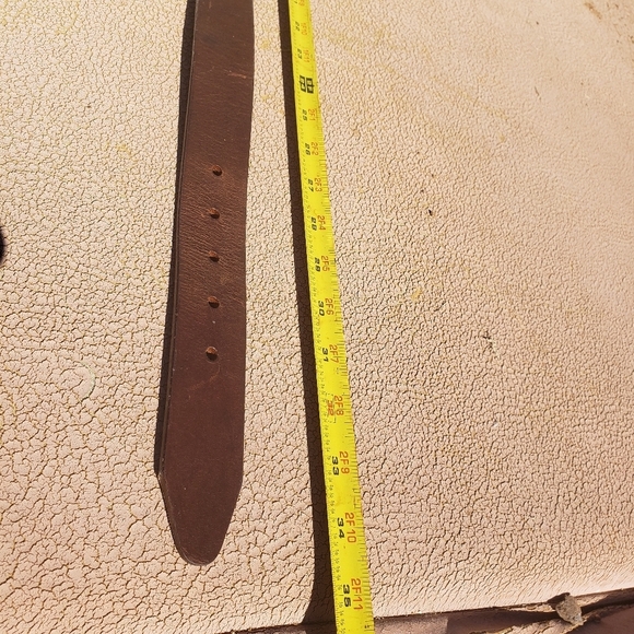 Perry Ellis Geniune Leather belt gold buckle sz 34.5" Tan Carmel - Picture 5 of 12